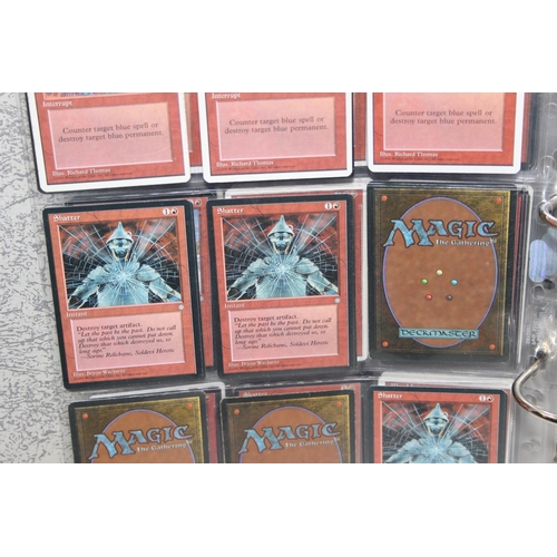 1593 - Single owner collection - A folder of red Magic the Gathering cards in plastic sleeves mostly from t... 