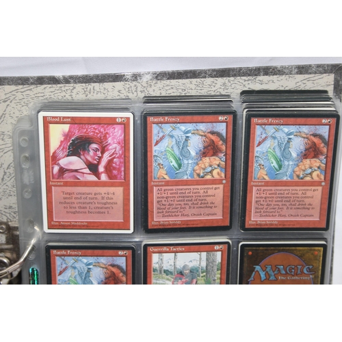 1593 - Single owner collection - A folder of red Magic the Gathering cards in plastic sleeves mostly from t... 