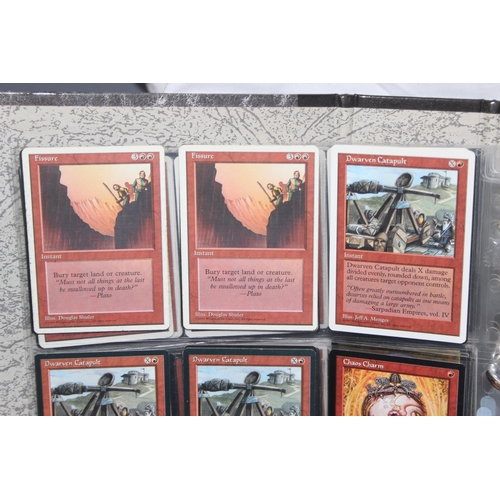 1593 - Single owner collection - A folder of red Magic the Gathering cards in plastic sleeves mostly from t... 