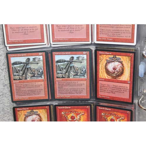 1593 - Single owner collection - A folder of red Magic the Gathering cards in plastic sleeves mostly from t... 