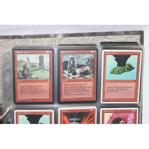 1593 - Single owner collection - A folder of red Magic the Gathering cards in plastic sleeves mostly from t... 