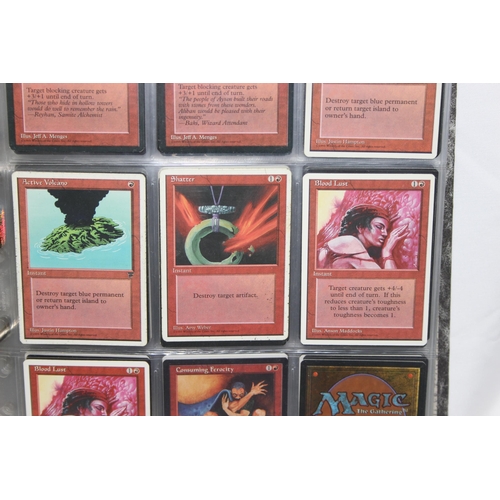 1593 - Single owner collection - A folder of red Magic the Gathering cards in plastic sleeves mostly from t... 