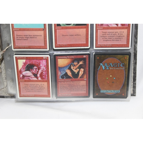 1593 - Single owner collection - A folder of red Magic the Gathering cards in plastic sleeves mostly from t... 