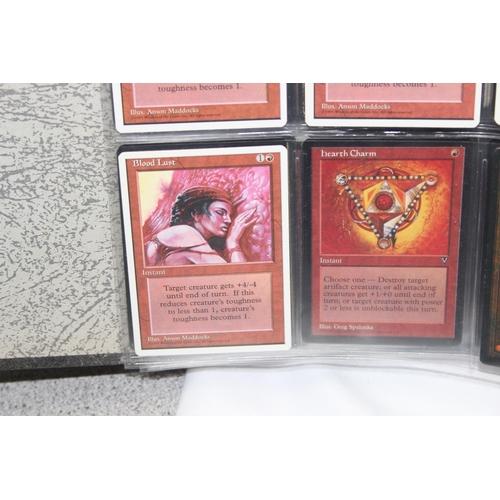 1593 - Single owner collection - A folder of red Magic the Gathering cards in plastic sleeves mostly from t... 