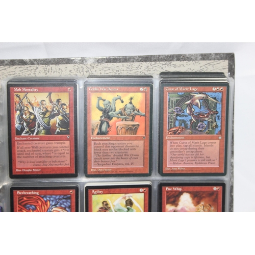 1593 - Single owner collection - A folder of red Magic the Gathering cards in plastic sleeves mostly from t... 