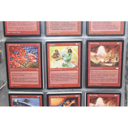 1593 - Single owner collection - A folder of red Magic the Gathering cards in plastic sleeves mostly from t... 