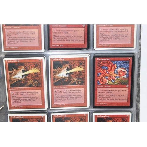 1593 - Single owner collection - A folder of red Magic the Gathering cards in plastic sleeves mostly from t... 