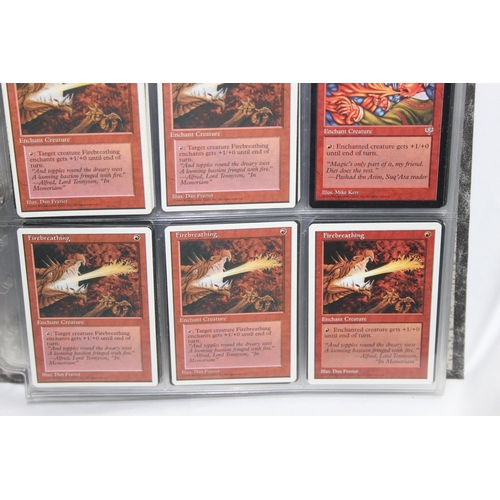 1593 - Single owner collection - A folder of red Magic the Gathering cards in plastic sleeves mostly from t... 