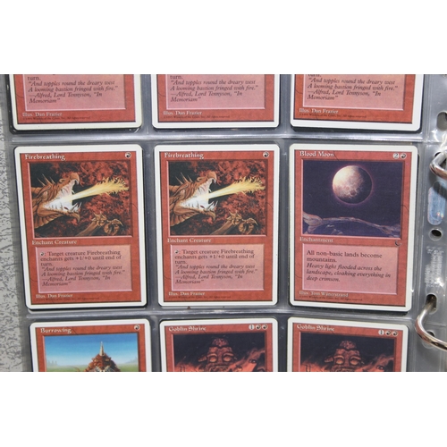 1593 - Single owner collection - A folder of red Magic the Gathering cards in plastic sleeves mostly from t... 