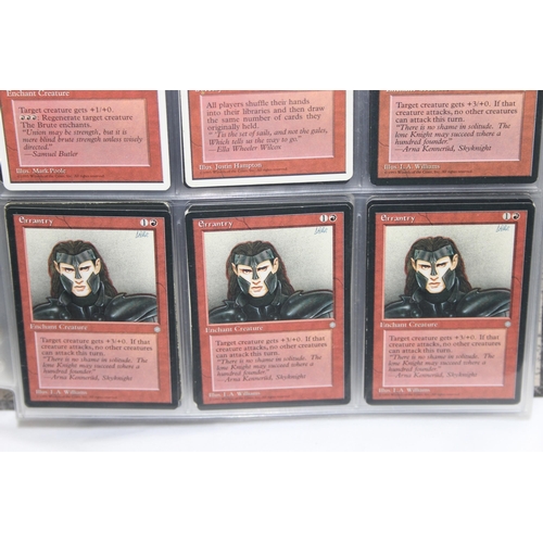 1593 - Single owner collection - A folder of red Magic the Gathering cards in plastic sleeves mostly from t... 