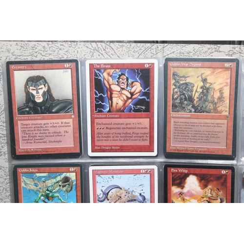 1593 - Single owner collection - A folder of red Magic the Gathering cards in plastic sleeves mostly from t... 