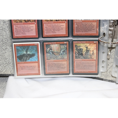 1593 - Single owner collection - A folder of red Magic the Gathering cards in plastic sleeves mostly from t... 