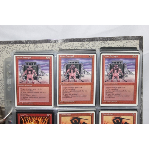 1593 - Single owner collection - A folder of red Magic the Gathering cards in plastic sleeves mostly from t... 