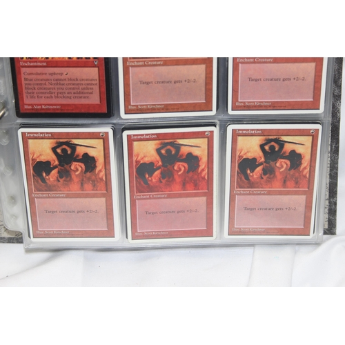 1593 - Single owner collection - A folder of red Magic the Gathering cards in plastic sleeves mostly from t... 