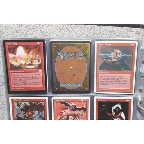 1593 - Single owner collection - A folder of red Magic the Gathering cards in plastic sleeves mostly from t... 