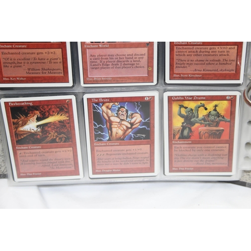 1593 - Single owner collection - A folder of red Magic the Gathering cards in plastic sleeves mostly from t... 