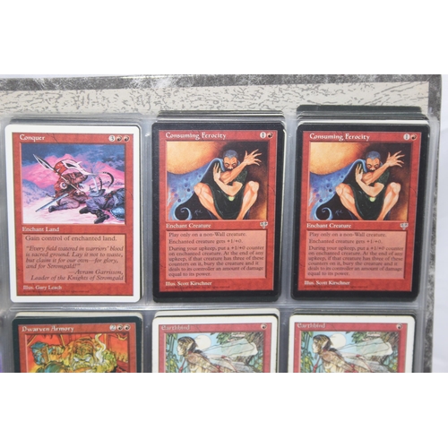 1593 - Single owner collection - A folder of red Magic the Gathering cards in plastic sleeves mostly from t... 