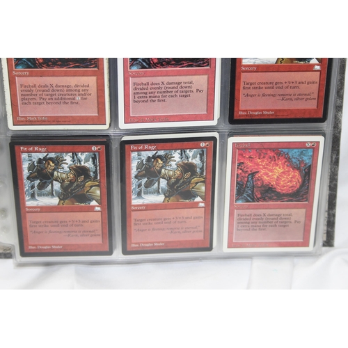 1593 - Single owner collection - A folder of red Magic the Gathering cards in plastic sleeves mostly from t... 