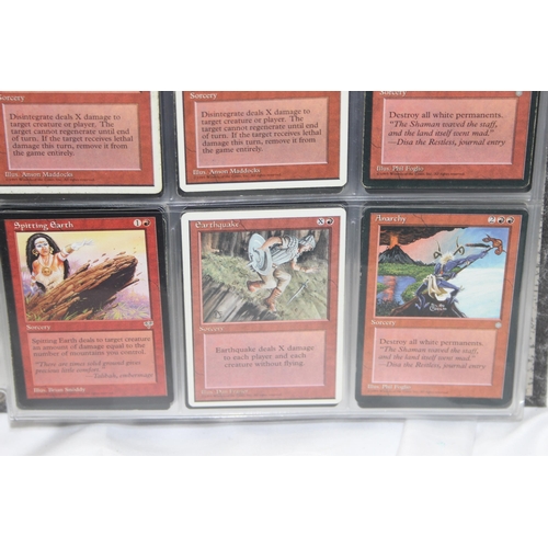 1593 - Single owner collection - A folder of red Magic the Gathering cards in plastic sleeves mostly from t... 