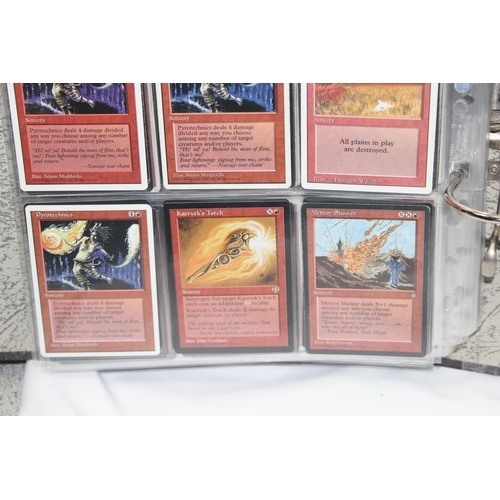 1593 - Single owner collection - A folder of red Magic the Gathering cards in plastic sleeves mostly from t... 