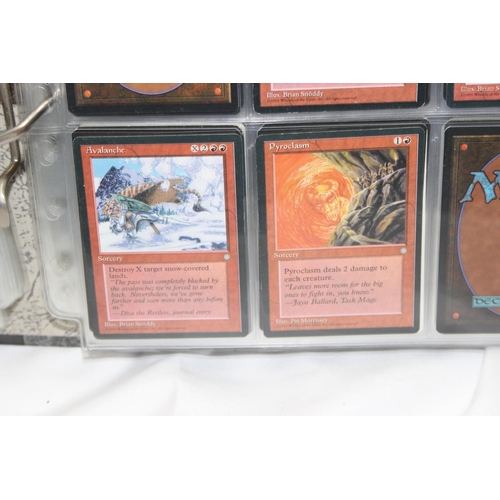 1593 - Single owner collection - A folder of red Magic the Gathering cards in plastic sleeves mostly from t... 