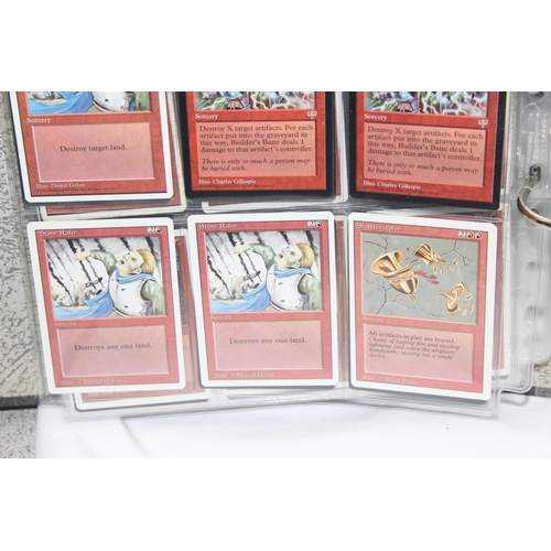 1593 - Single owner collection - A folder of red Magic the Gathering cards in plastic sleeves mostly from t... 