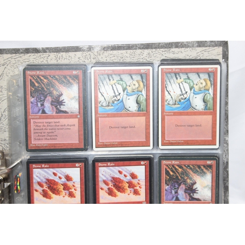 1593 - Single owner collection - A folder of red Magic the Gathering cards in plastic sleeves mostly from t... 