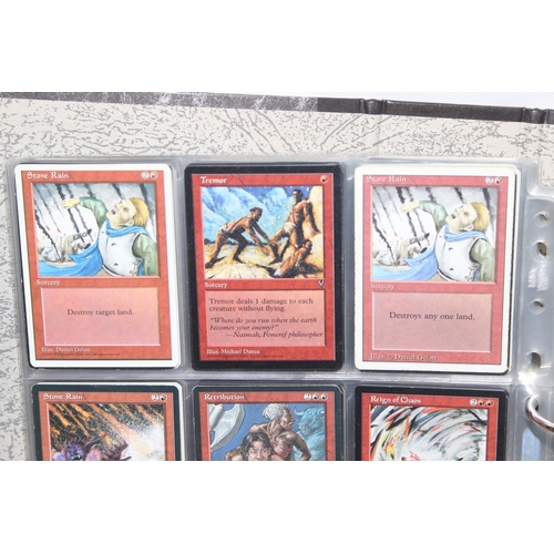 1593 - Single owner collection - A folder of red Magic the Gathering cards in plastic sleeves mostly from t... 