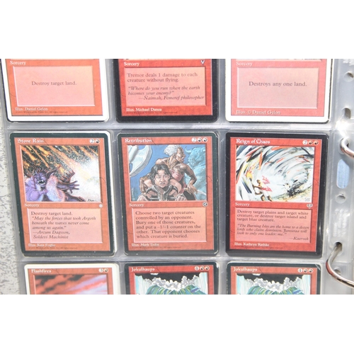 1593 - Single owner collection - A folder of red Magic the Gathering cards in plastic sleeves mostly from t... 