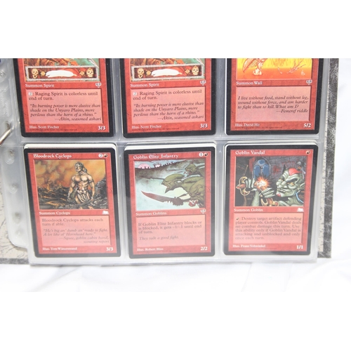 1593 - Single owner collection - A folder of red Magic the Gathering cards in plastic sleeves mostly from t... 