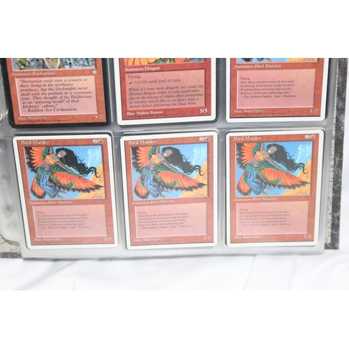 1593 - Single owner collection - A folder of red Magic the Gathering cards in plastic sleeves mostly from t... 