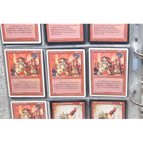 1593 - Single owner collection - A folder of red Magic the Gathering cards in plastic sleeves mostly from t... 