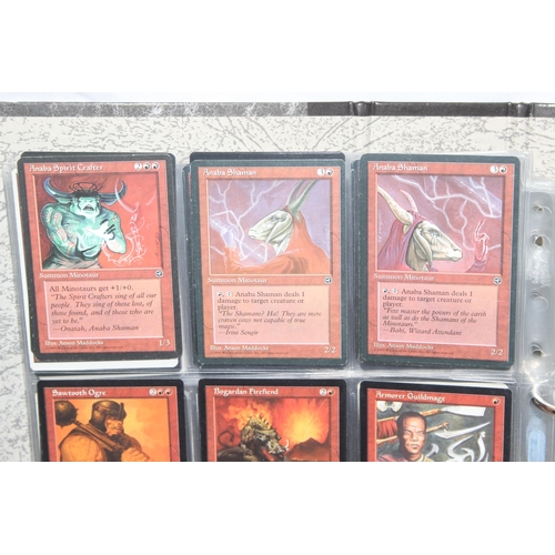 1593 - Single owner collection - A folder of red Magic the Gathering cards in plastic sleeves mostly from t... 