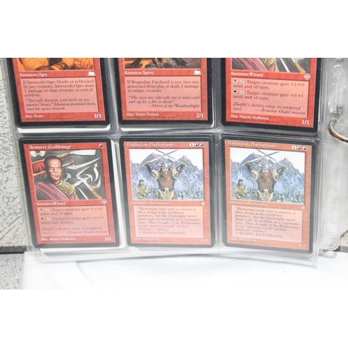 1593 - Single owner collection - A folder of red Magic the Gathering cards in plastic sleeves mostly from t... 