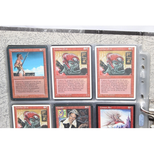 1593 - Single owner collection - A folder of red Magic the Gathering cards in plastic sleeves mostly from t... 