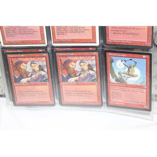 1593 - Single owner collection - A folder of red Magic the Gathering cards in plastic sleeves mostly from t... 