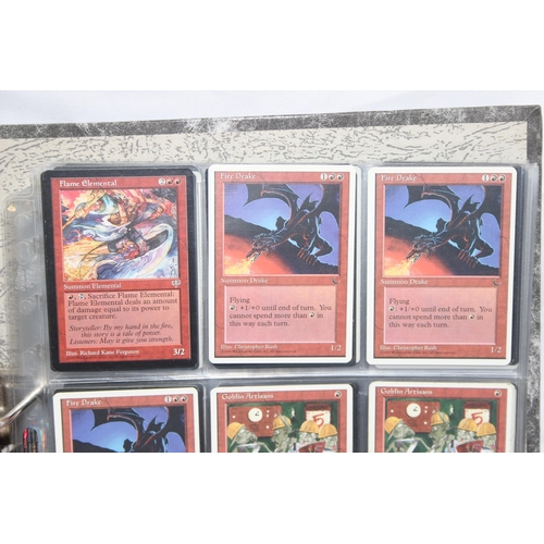 1593 - Single owner collection - A folder of red Magic the Gathering cards in plastic sleeves mostly from t... 