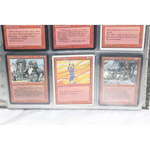 1593 - Single owner collection - A folder of red Magic the Gathering cards in plastic sleeves mostly from t... 