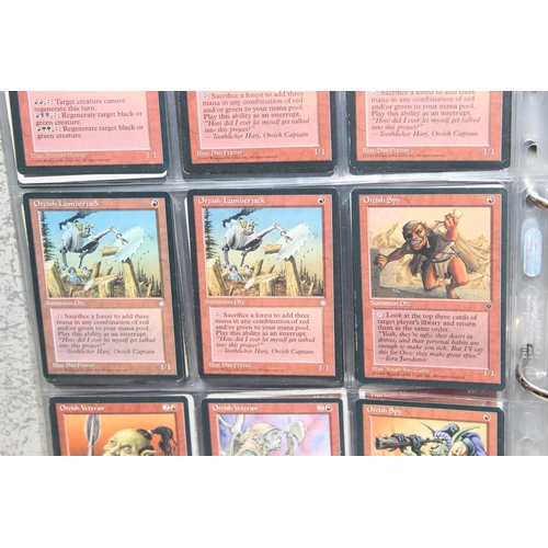 1593 - Single owner collection - A folder of red Magic the Gathering cards in plastic sleeves mostly from t... 