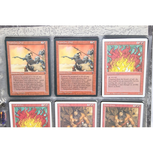 1593 - Single owner collection - A folder of red Magic the Gathering cards in plastic sleeves mostly from t... 