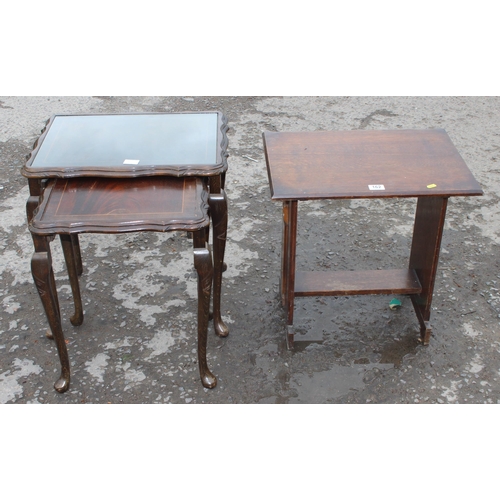 162 - A nest of 2 tables and a further small oak side table (3), largest approx 54cm wide x 42cm deep x 56... 