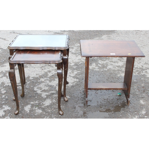 162 - A nest of 2 tables and a further small oak side table (3), largest approx 54cm wide x 42cm deep x 56... 