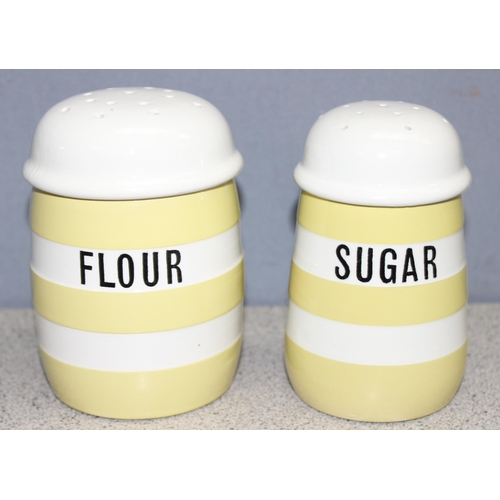 4 rare TG Green yellow Cornishware pieces to inc 2 storage jars, one