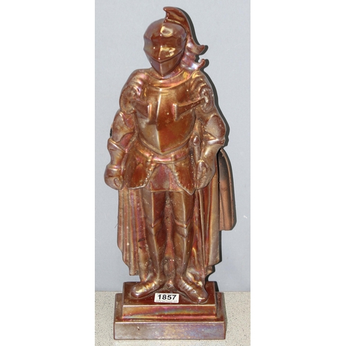 1857 - Metal Knight fireside companion set, approx 53cm H