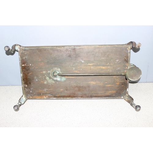 1863 - 2 antique copper plate warming stands, the largest approx 57cm x 30cm x 18cm