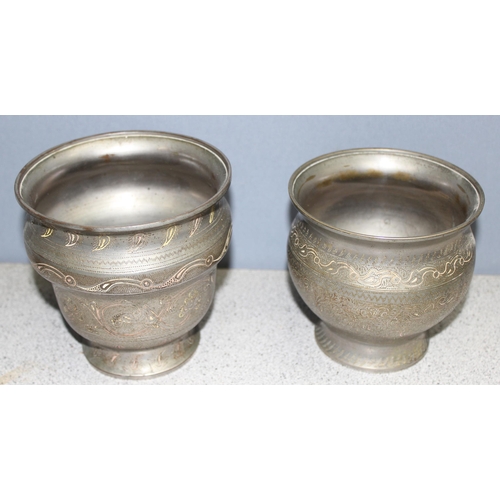 1864 - Qty of mixed metalware items to include pewter tankards and a copper kettle