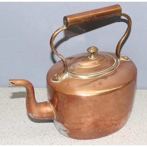 1864 - Qty of mixed metalware items to include pewter tankards and a copper kettle