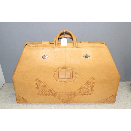 229C - 2 vintage leather day bags, one by Eugatti, largest approx 51cm x 37cm