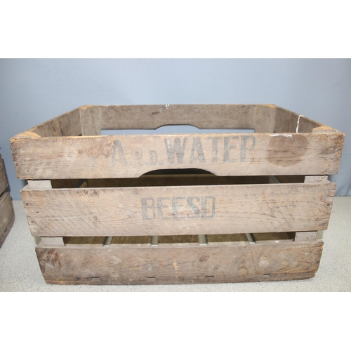 299C - A pair of vintage wooden advertising crates, both marked 1949 and A. v.d. Water of Beesd in the Neth... 