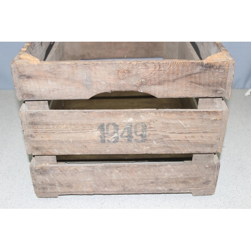 299C - A pair of vintage wooden advertising crates, both marked 1949 and A. v.d. Water of Beesd in the Neth... 